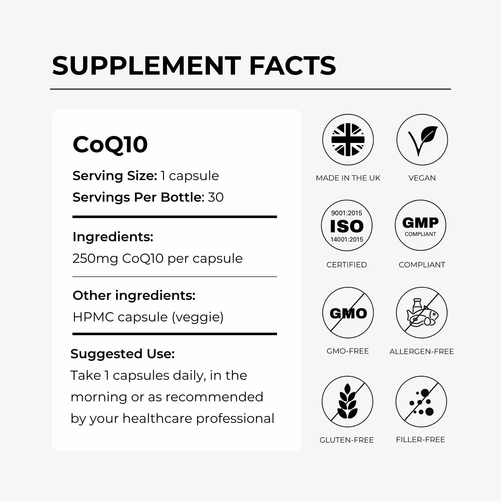 CoQ10 - Ubiquinone Coenzyme Q10 250mg