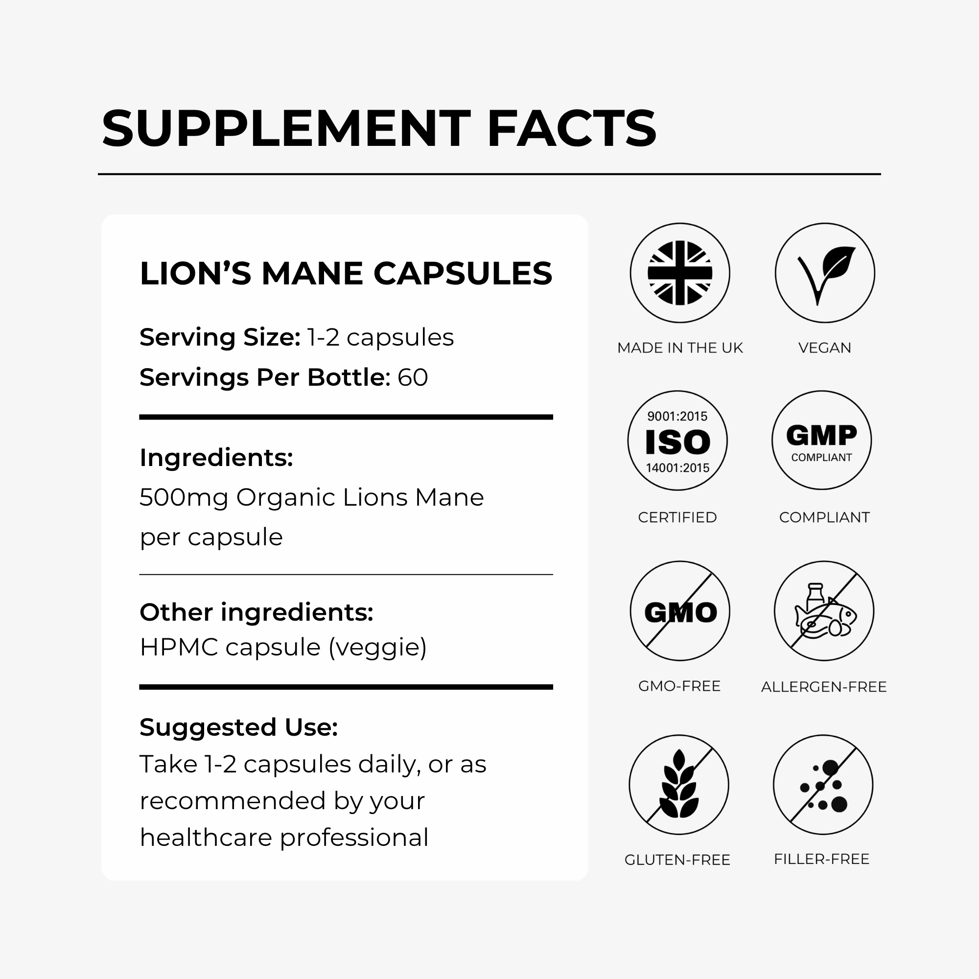 Lions Mane Mushroom 500mg
